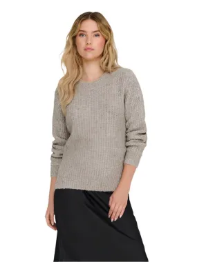 Only Womens Pullover Maggie Life LS Rib O-Neck Knit Malt Ball/Melange