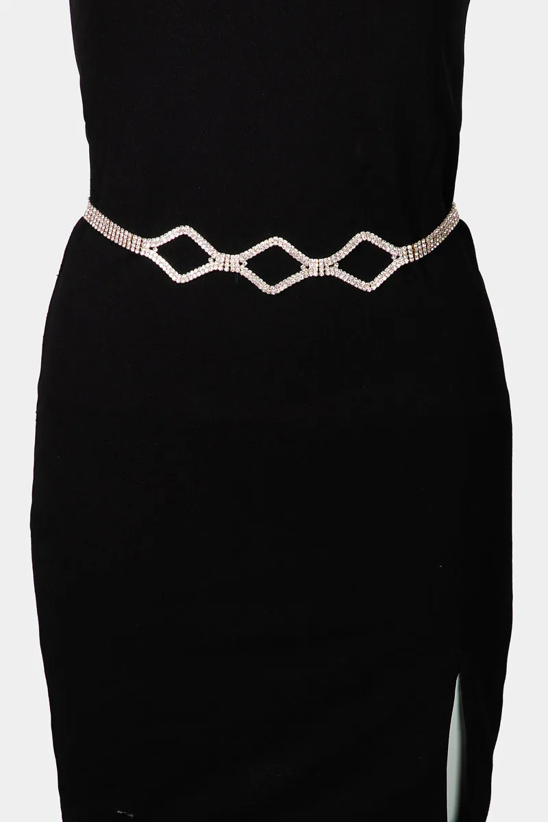 Pave Rhinestone Diamond Chain Belt