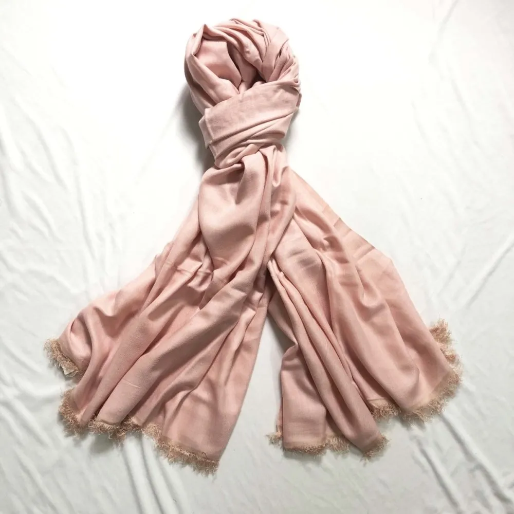 Peach Colour Silk and Merino Wool Shawl