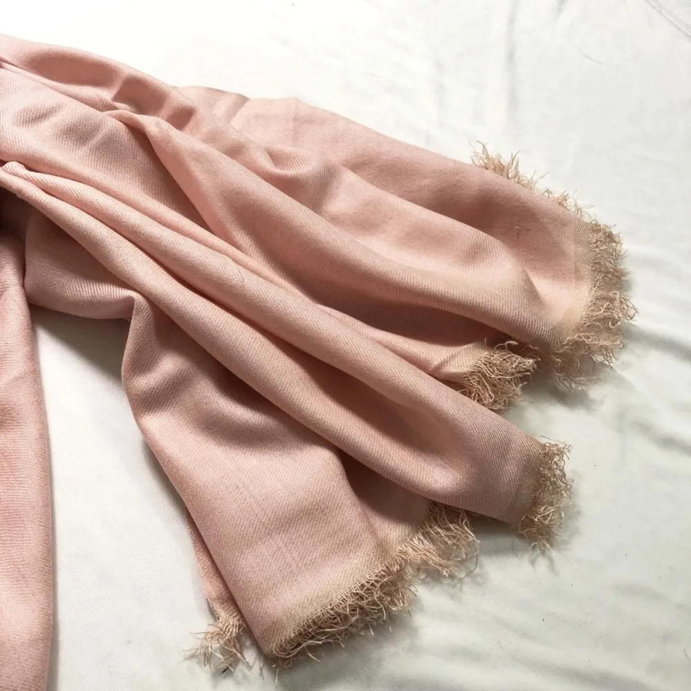 Peach Colour Silk and Merino Wool Shawl