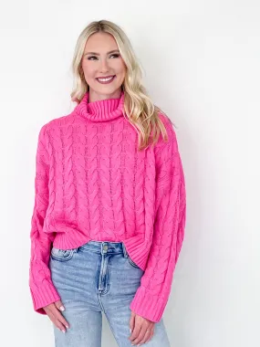 Penelope - Pink Turtleneck Knit Sweater