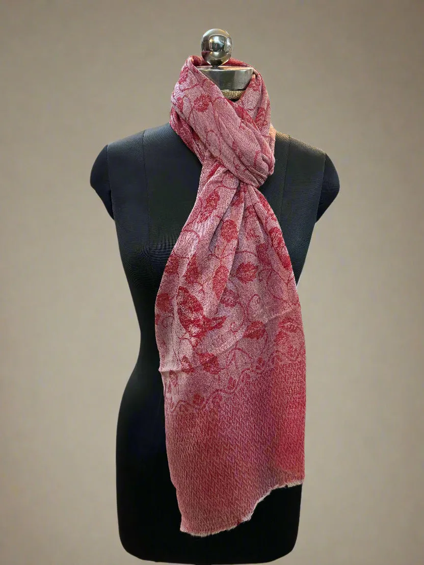 Pink Self-Weave Luxurious Pure Pashmina Scarf – Lightweight, Soft, and Smooth