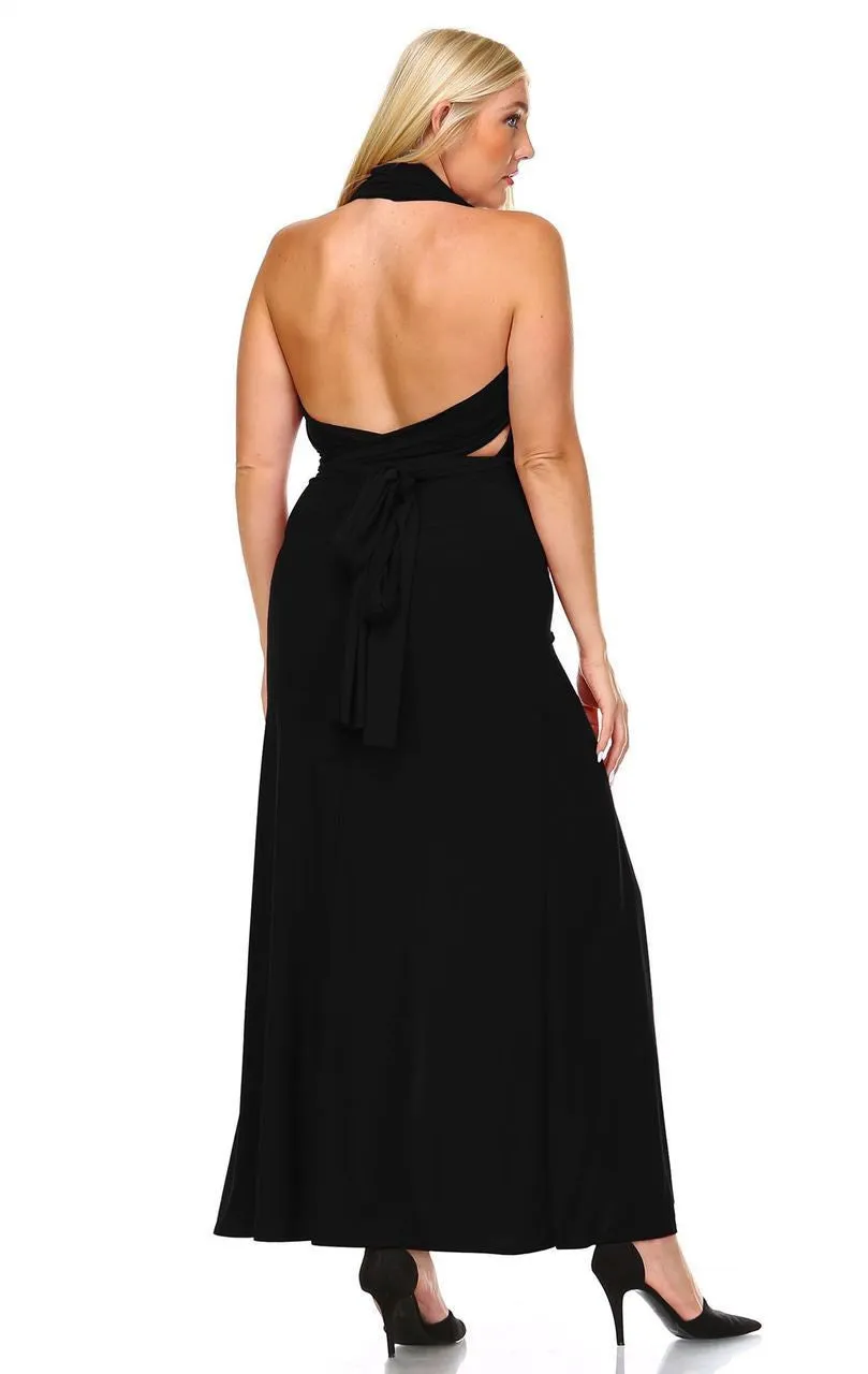 Plus Size Sleeveless Magic Transformer Maxi Dress Black