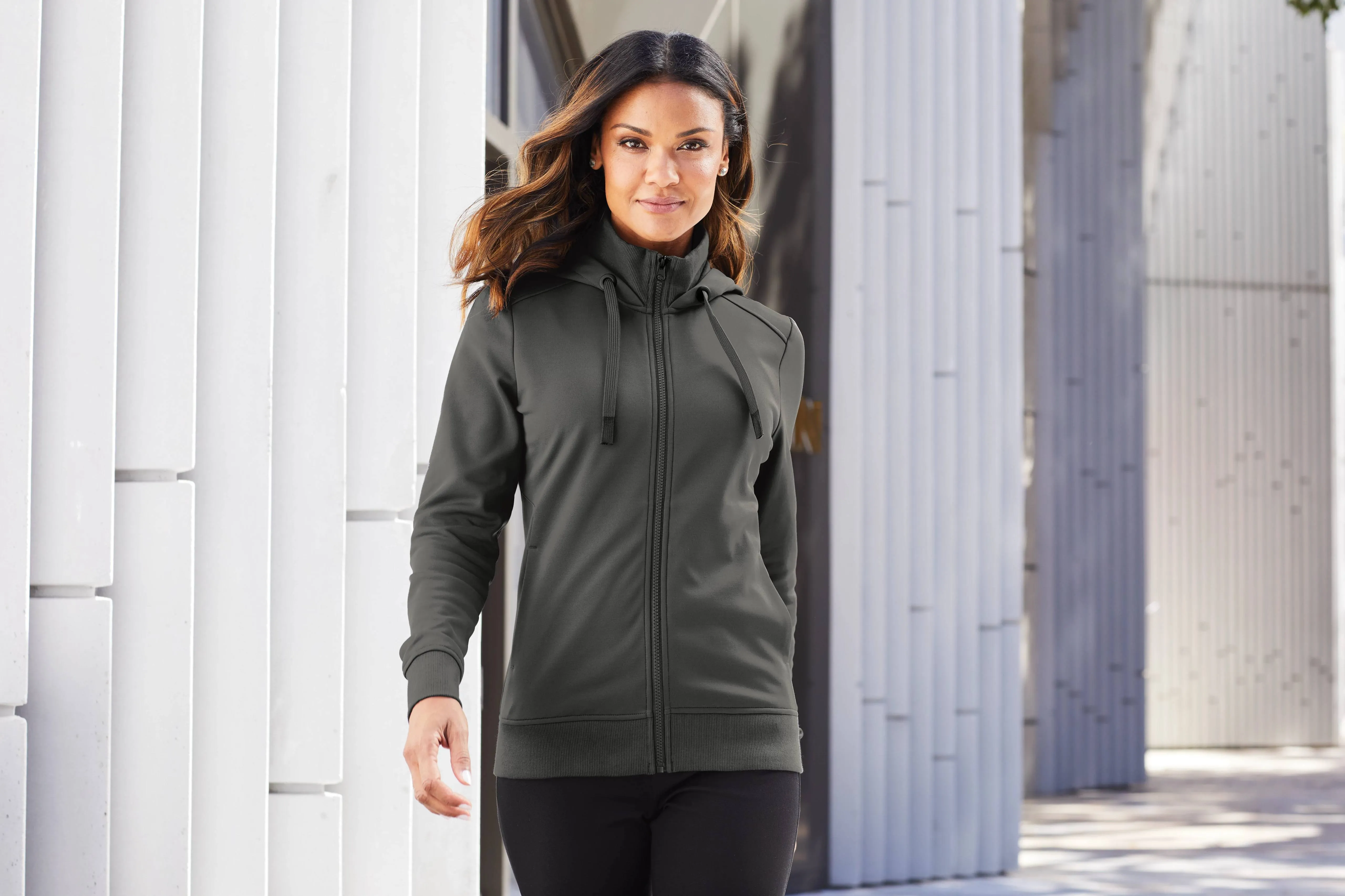 Port Authority Ladies Smooth Fleece Hooded Jacket