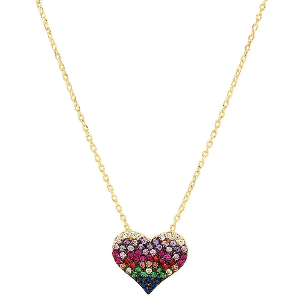 RAINBOW HEART NECKLACE, GOLD