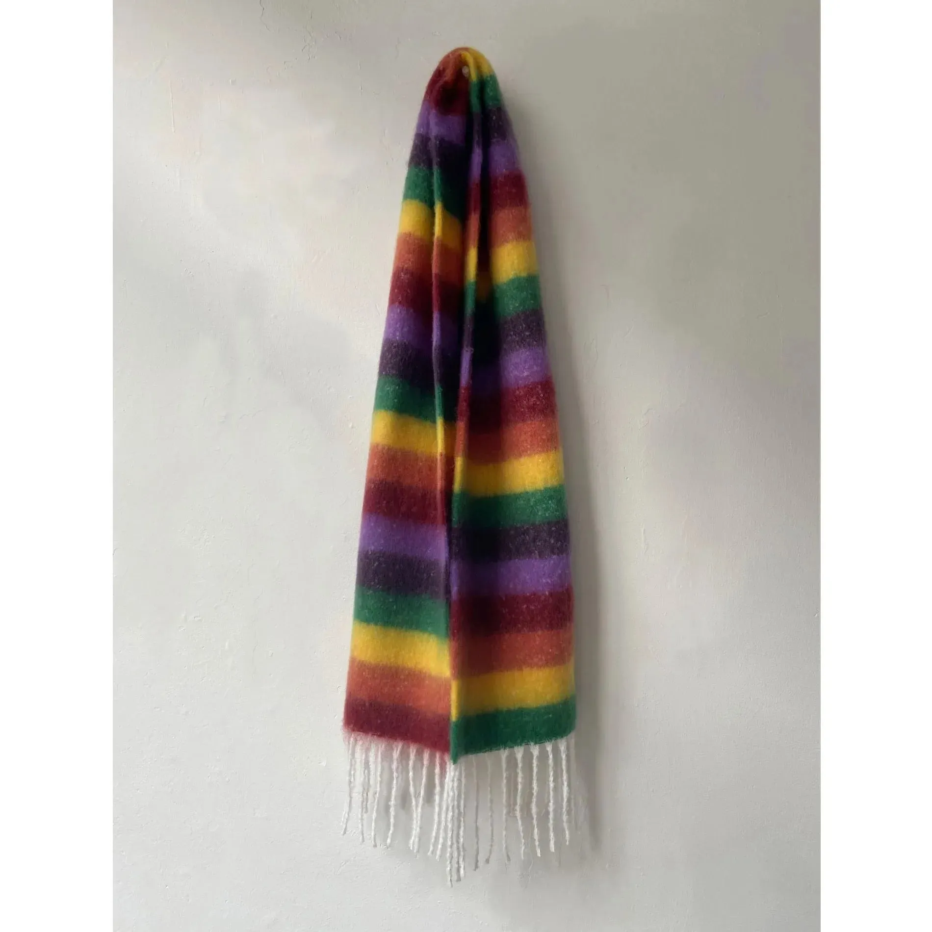 Rainbow Striped Thick Muffler Scarf for Autumn/Winter Warmth