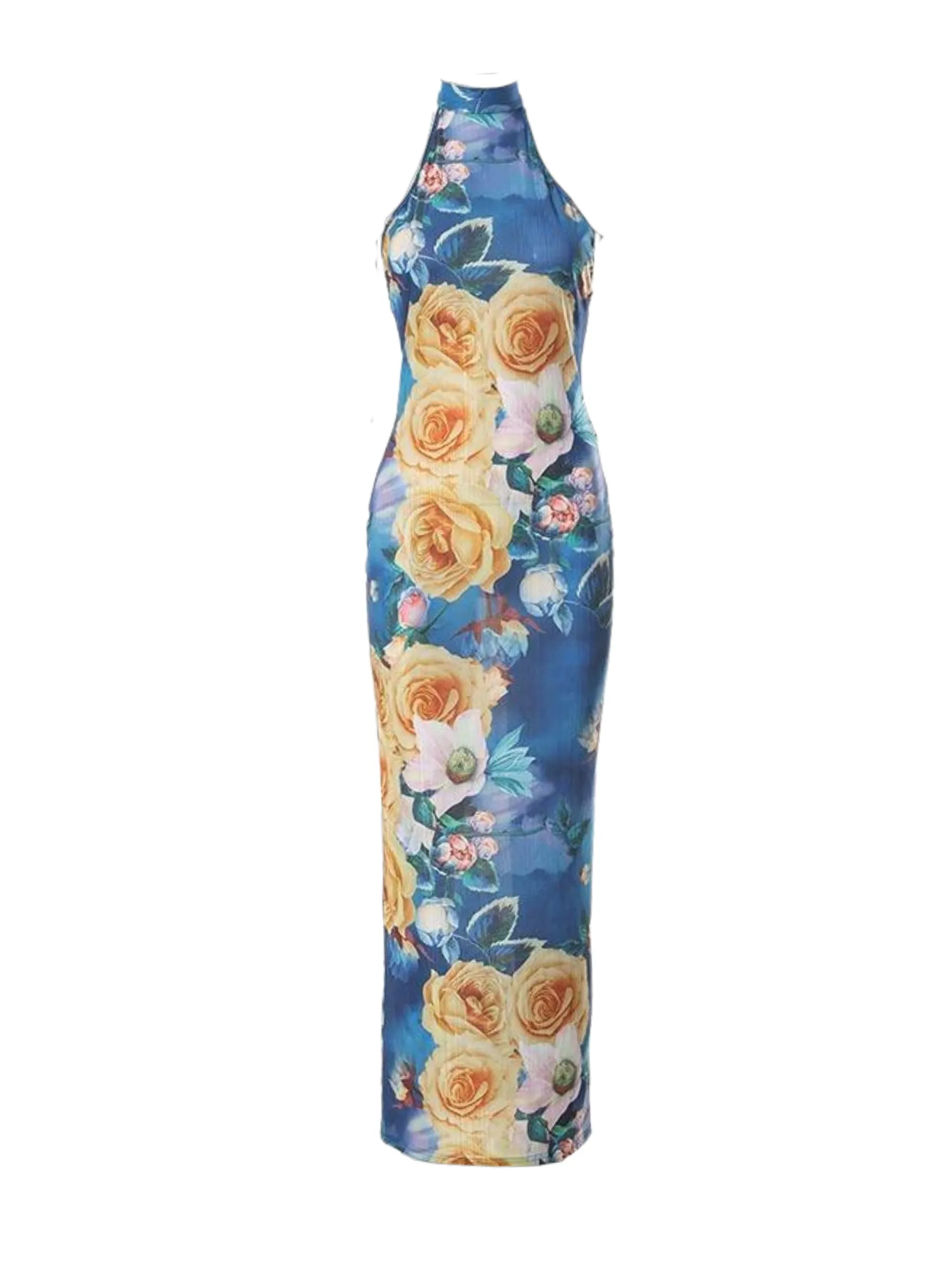 Reyna Floral Halter Neck Midi Dress