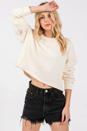 RIBBED KNIT LOUNGE TOP (CREAM)