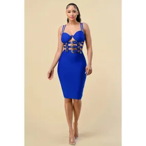 Royal Blue Bandage Bodycon Belt Midi