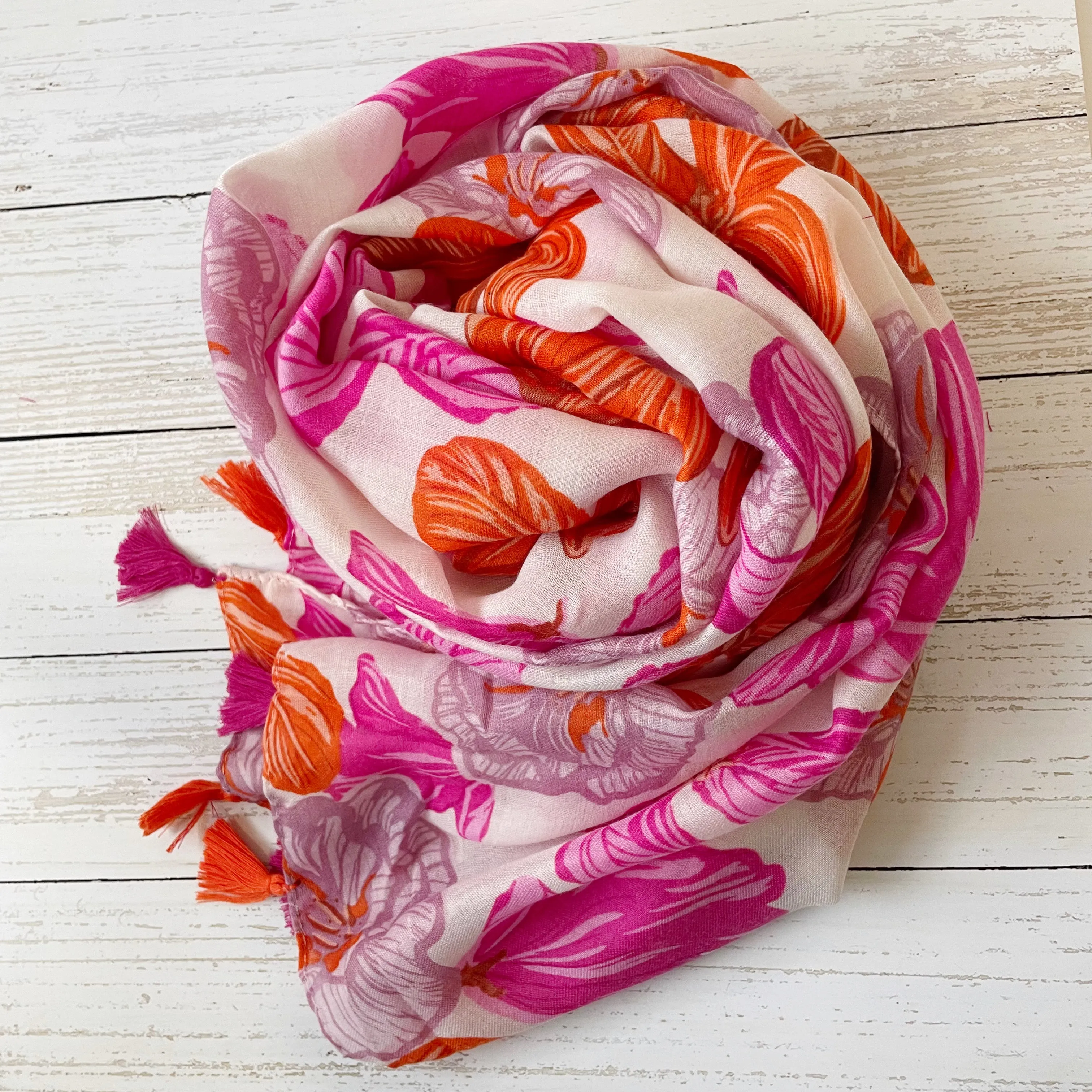 Sienna Flouncy Floral Scarf - Pink