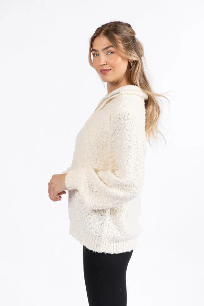 Signature Move Cream Fuzzy Quarter Zip Pullover FINAL SALE