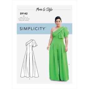 Simplicity Sewing Pattern S9142 Misses' Jumpsuit With One Shoulder Drape