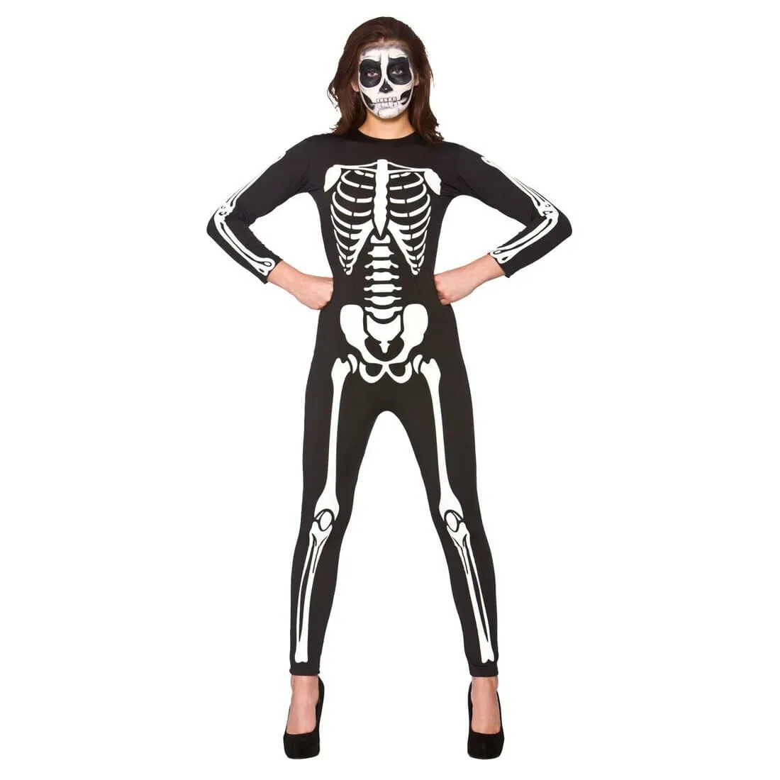 Skeleton Jumpsuit Adults Unisex Fancy Dress Halloween Fun Costume