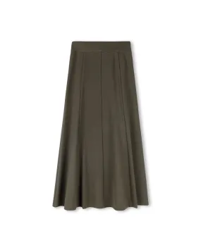 skirt midi paneled ponti - green