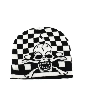 Skull & Crossbone Checkered Unisex Beanie