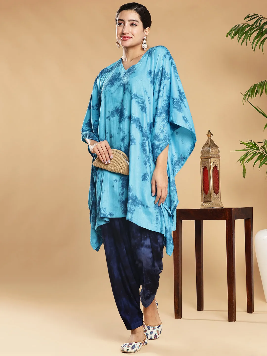 SkyBlue Rayon TieDyeKurta - Rio