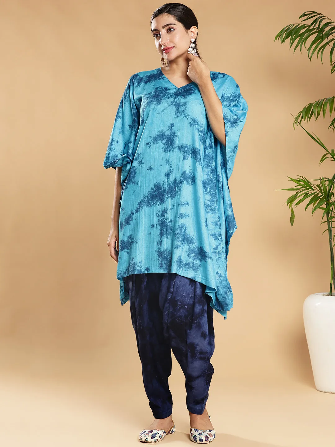 SkyBlue Rayon TieDyeKurta - Rio