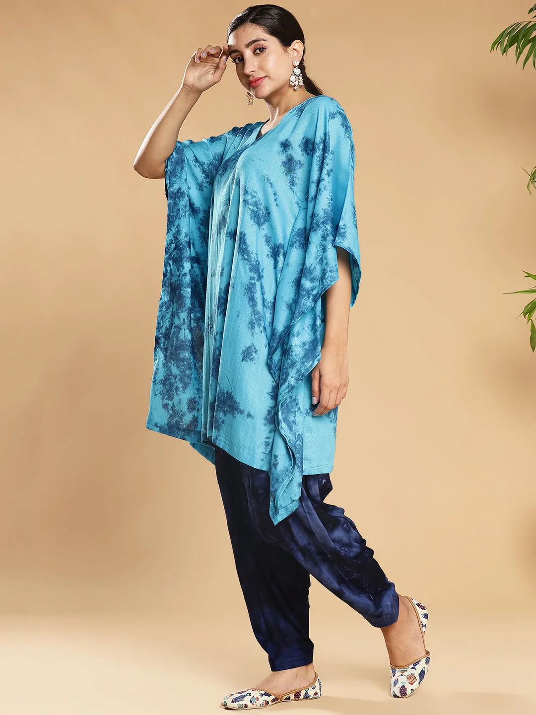 SkyBlue Rayon TieDyeKurta - Rio