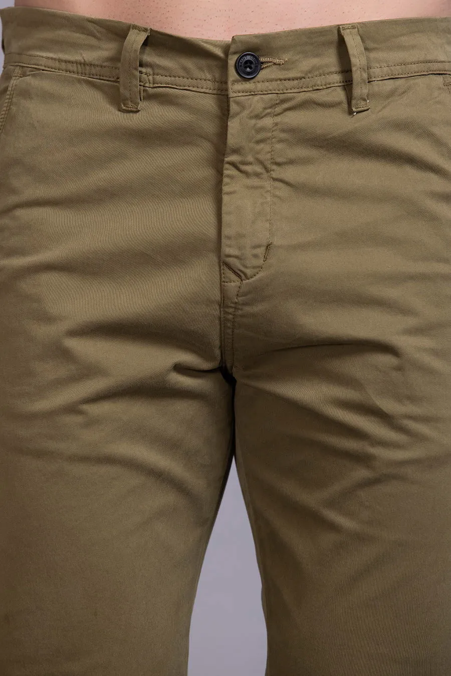 Slim fit cotton chinos-Olive Green