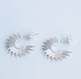 Spike Edge Earrings, Sterling Silver Statement Luxury Jewelry