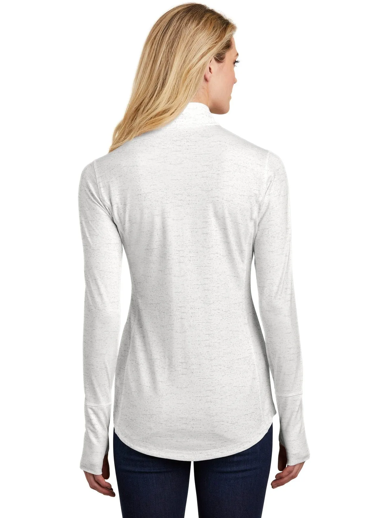 Sport-Tek Ladies Sport-Wick Stretch Reflective Heather 1/2-Zip Pullover