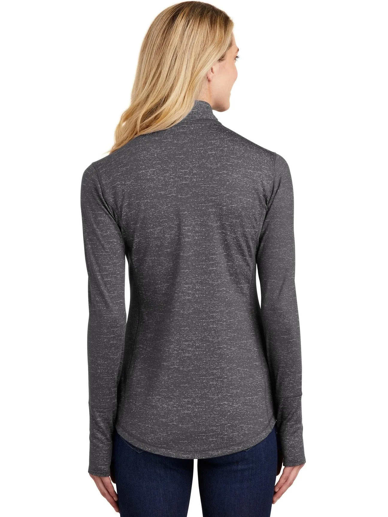 Sport-Tek Ladies Sport-Wick Stretch Reflective Heather 1/2-Zip Pullover