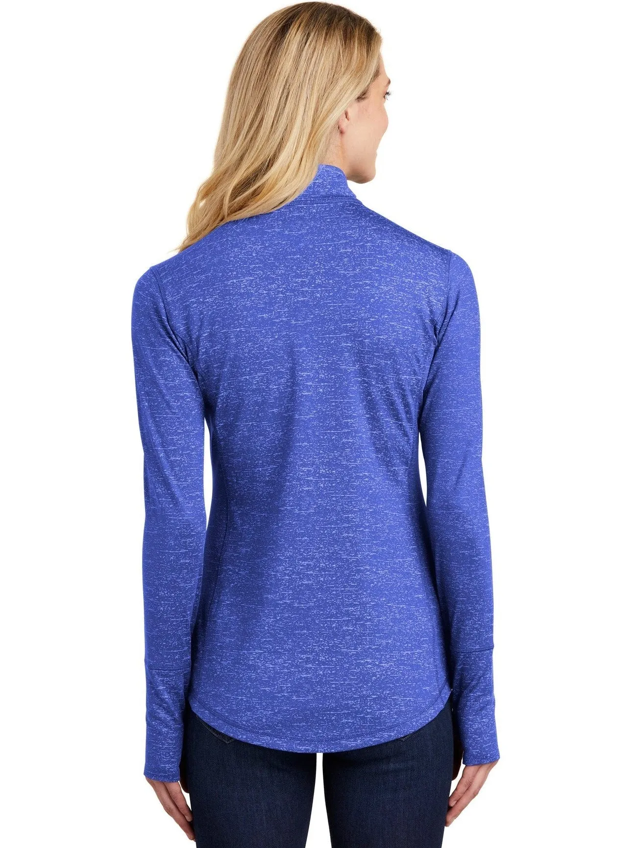 Sport-Tek Ladies Sport-Wick Stretch Reflective Heather 1/2-Zip Pullover