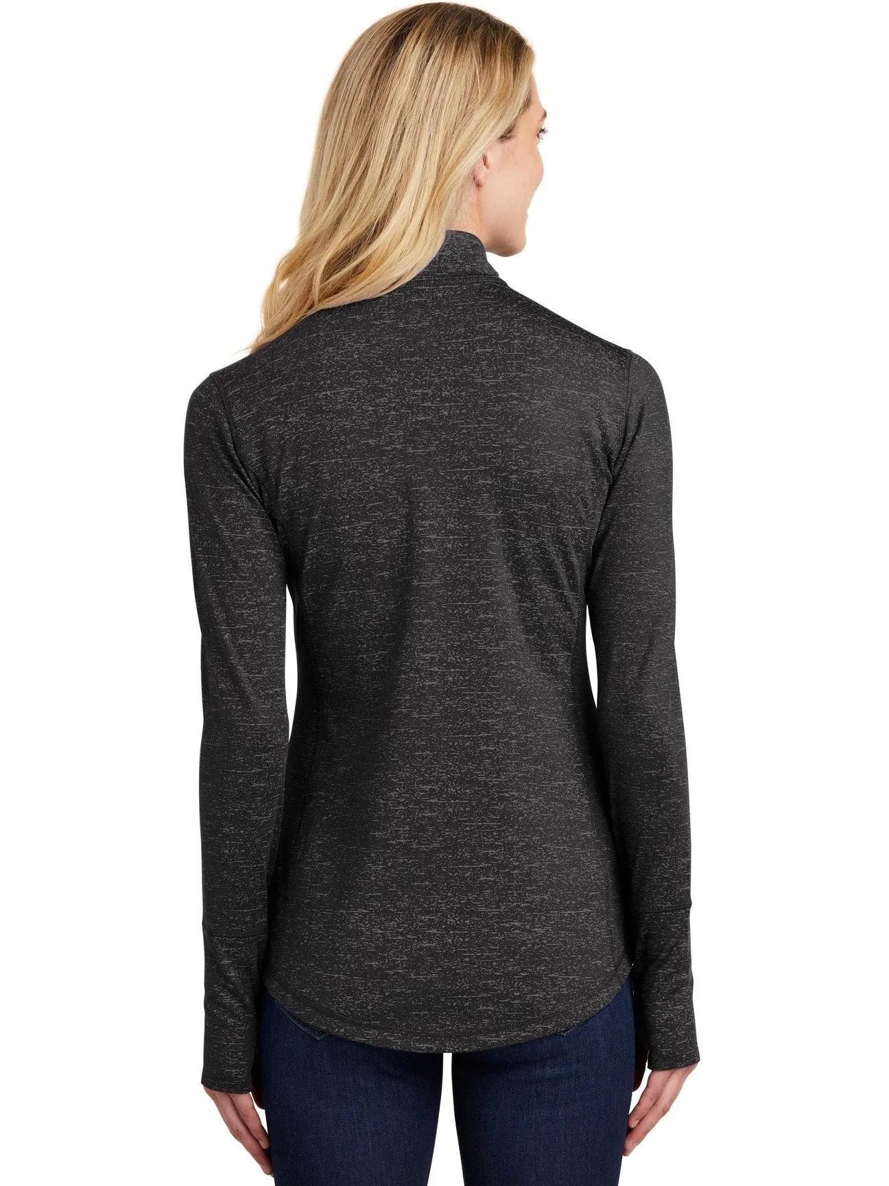 Sport-Tek Ladies Sport-Wick Stretch Reflective Heather 1/2-Zip Pullover