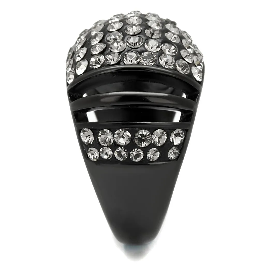 Stainless Steel Ring Top GRD Crystal Hematite TK2643 for Women Style BlackIon