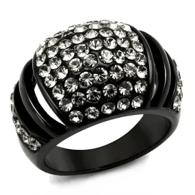 Stainless Steel Ring Top GRD Crystal Hematite TK2643 for Women Style BlackIon