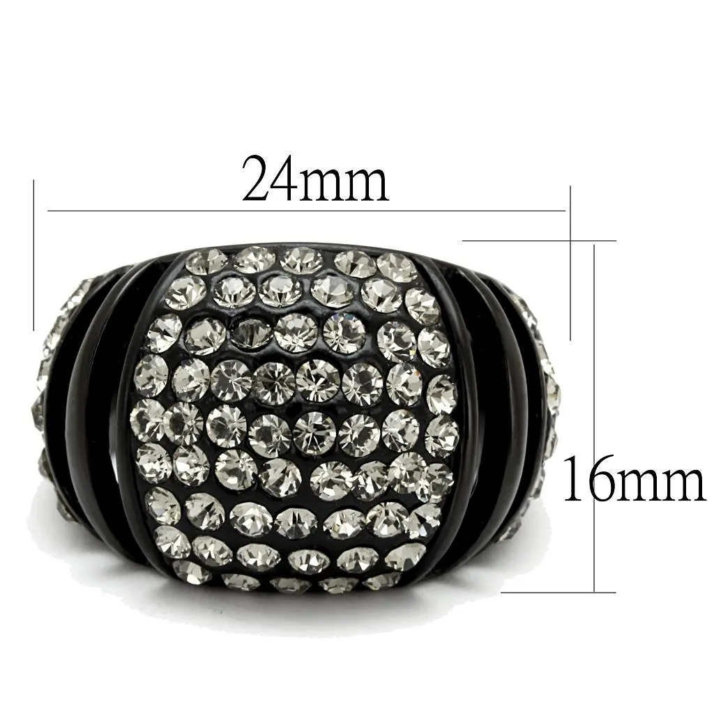 Stainless Steel Ring Top GRD Crystal Hematite TK2643 for Women Style BlackIon