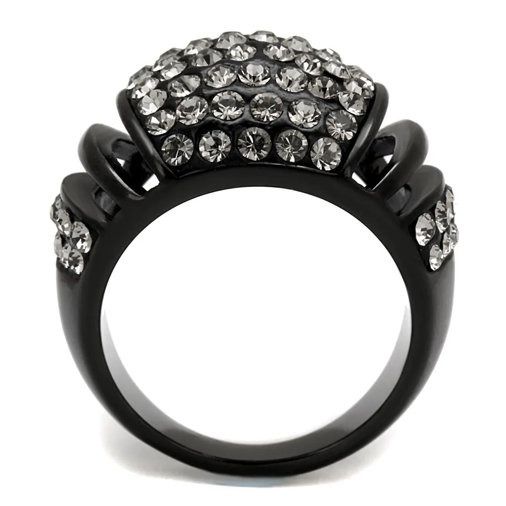 Stainless Steel Ring Top GRD Crystal Hematite TK2643 for Women Style BlackIon