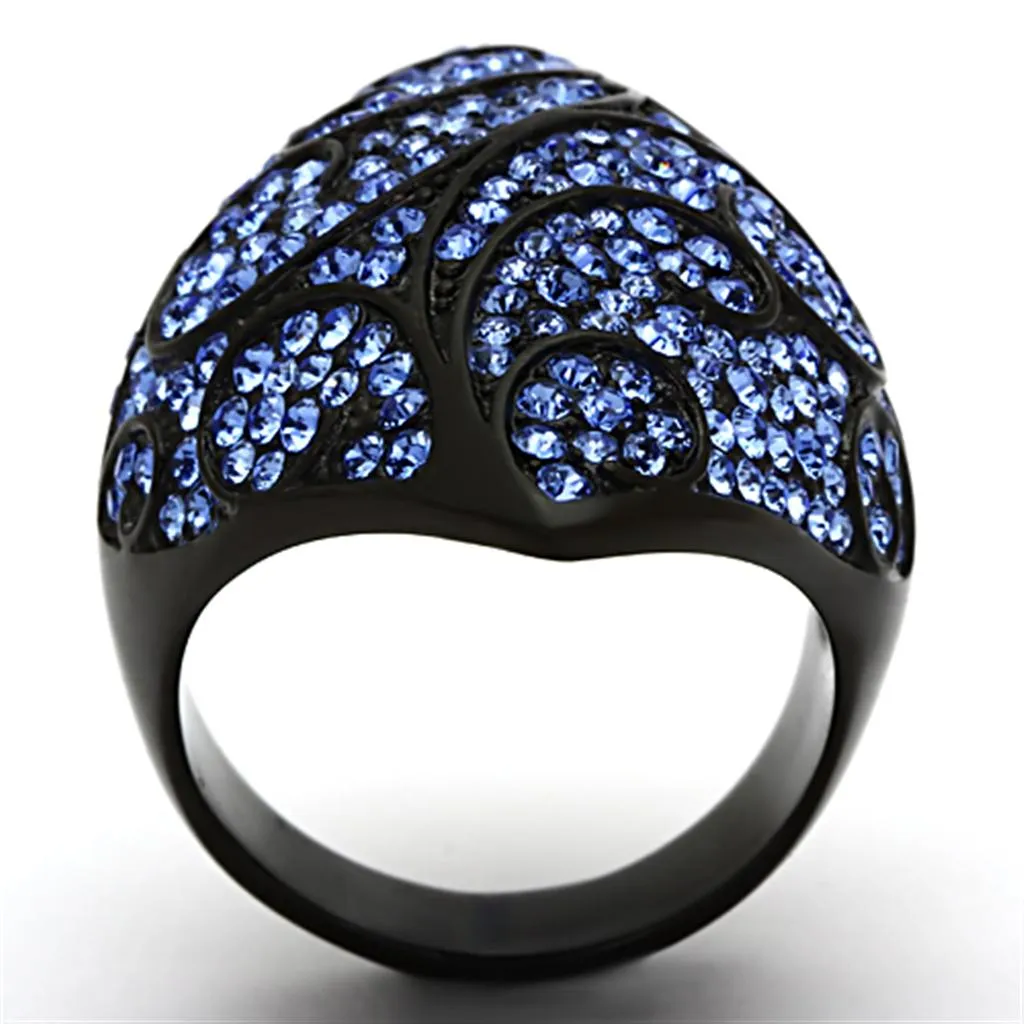 Stainless Steel Ring Top GRD Crystal Sapphire TK949 for Women Style BlackIon