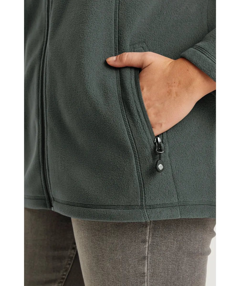 Stoy Emma Women's Plus Size Zip Fleece Jacket Dark Teal Green Sizes 20-28