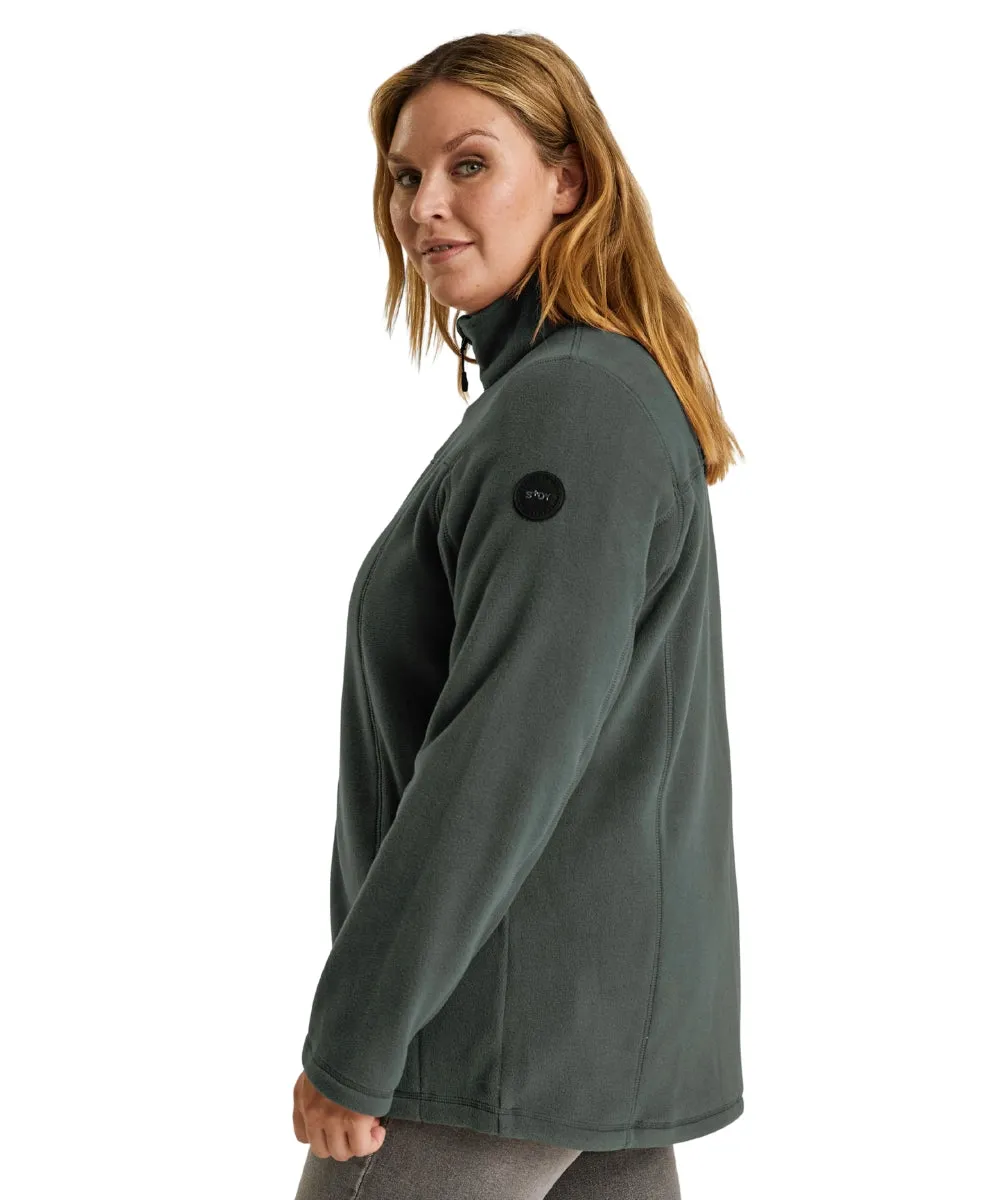 Stoy Emma Women's Plus Size Zip Fleece Jacket Dark Teal Green Sizes 20-28