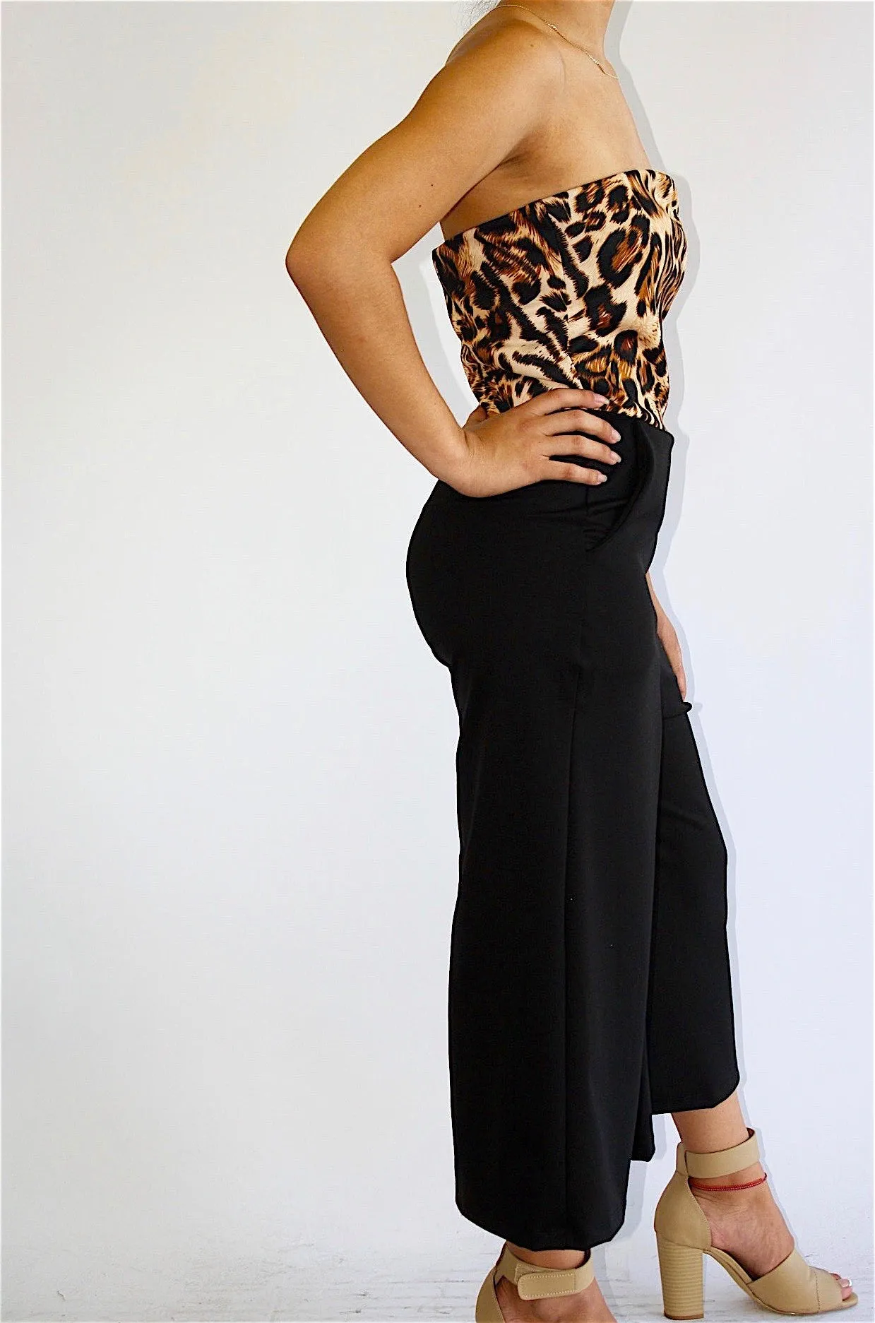 Strapless Wide Leg Jumpsuit