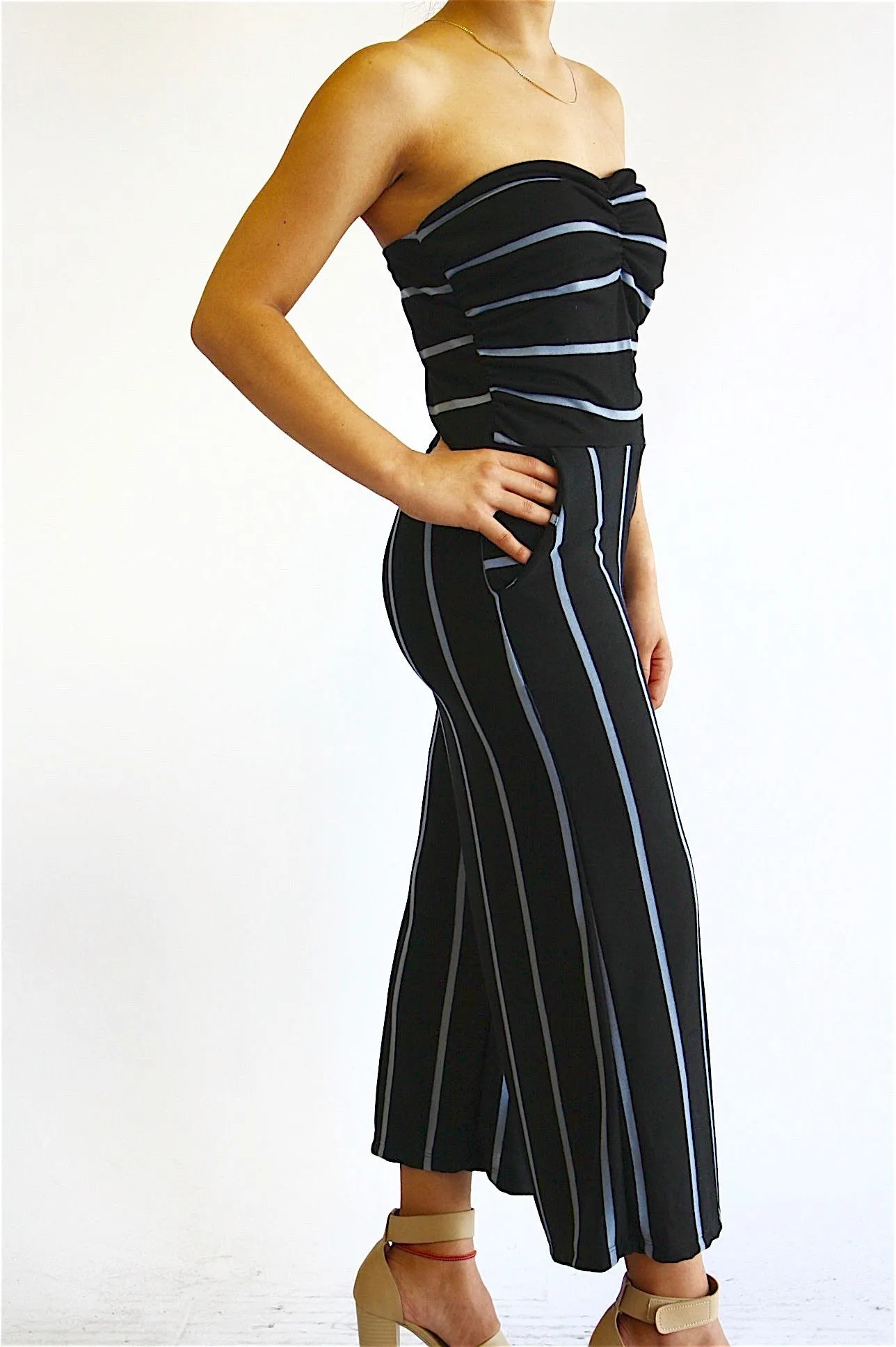 Strapless Wide Leg Jumpsuit