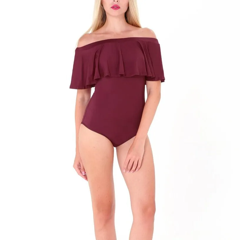 Summer Ruffles Off Shoulder Bodysuit Women Combinaison Femme Backless Sexy Jumpsuit