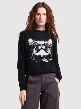 Sweater Arendal Psychedelic Cat Black | Dedicated