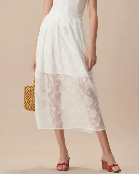 The White Jacquard Midi Skirt