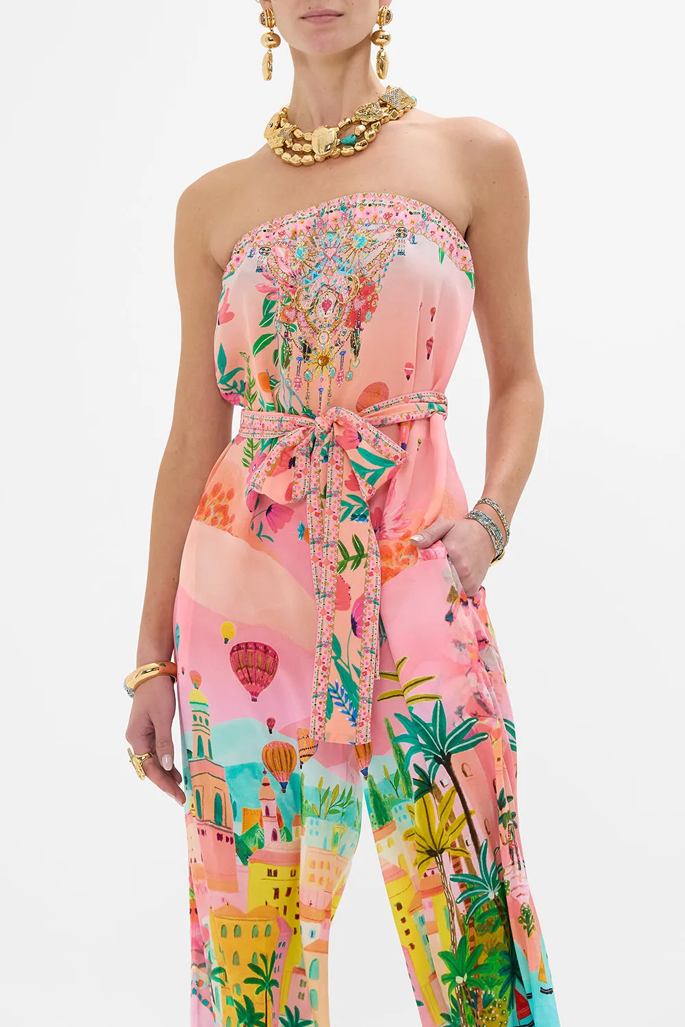 TIE WAIST STRAPLESS JUMPSUIT SISTER SUNSET