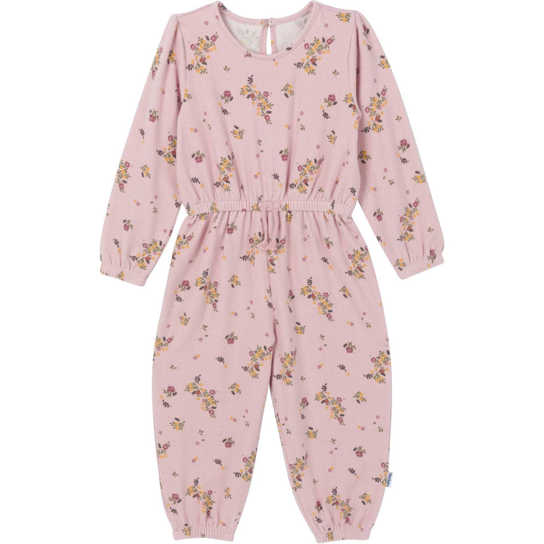 Toddler Girls Pink Floral Hacci Jumpsuit