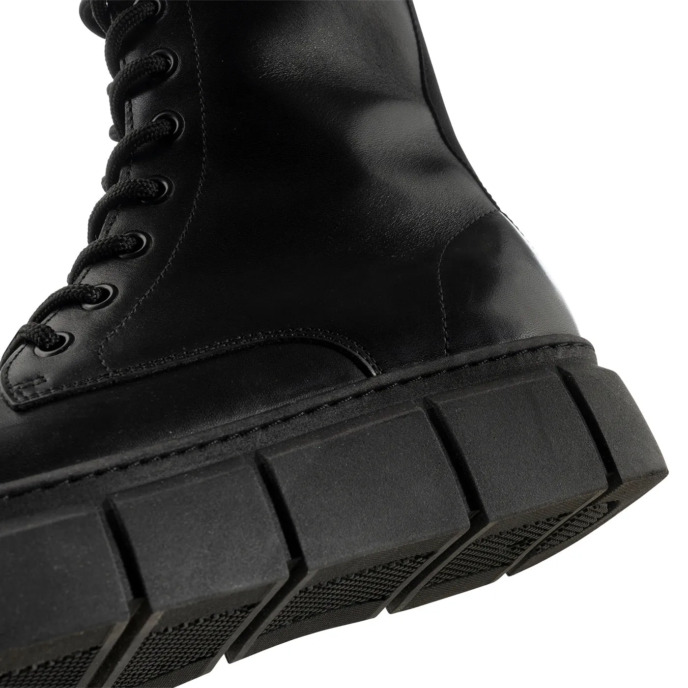 Tove lace up boot leather - BLACK