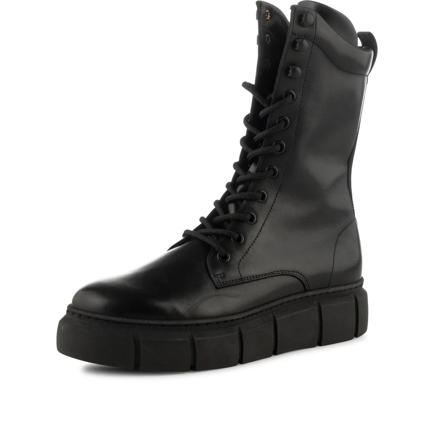 Tove lace up boot leather - BLACK