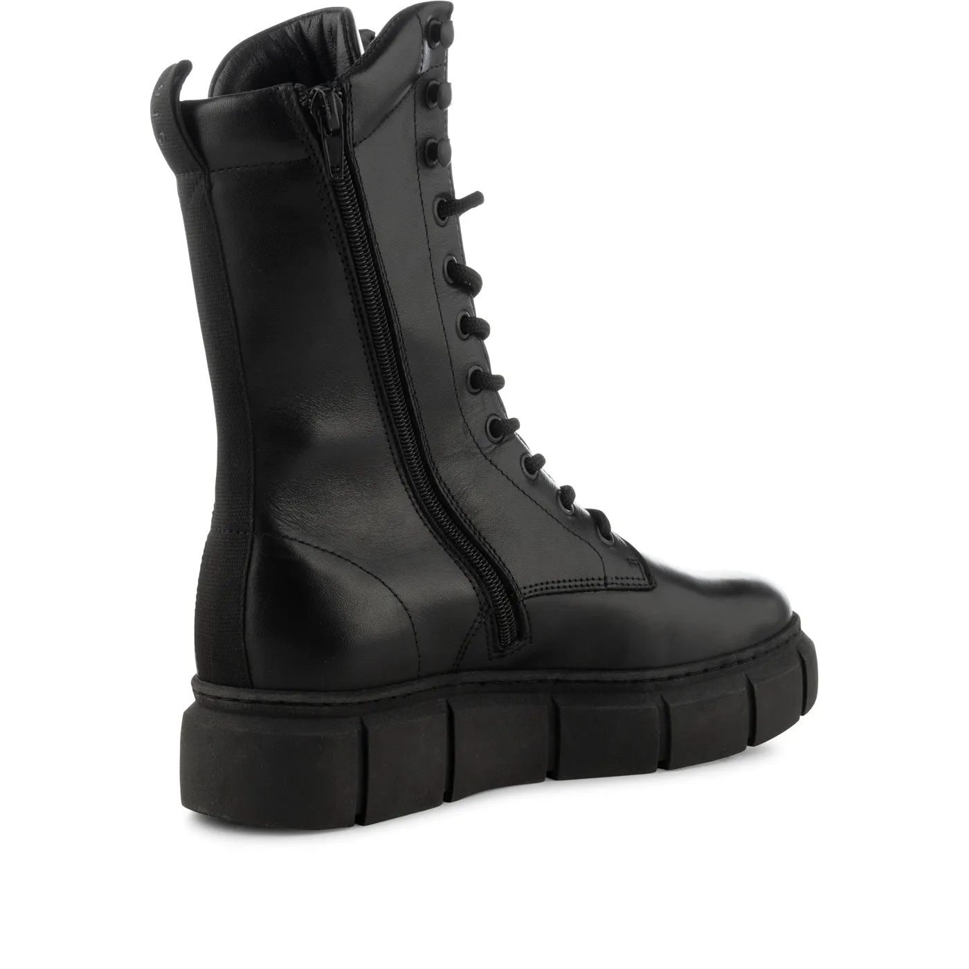 Tove lace up boot leather - BLACK