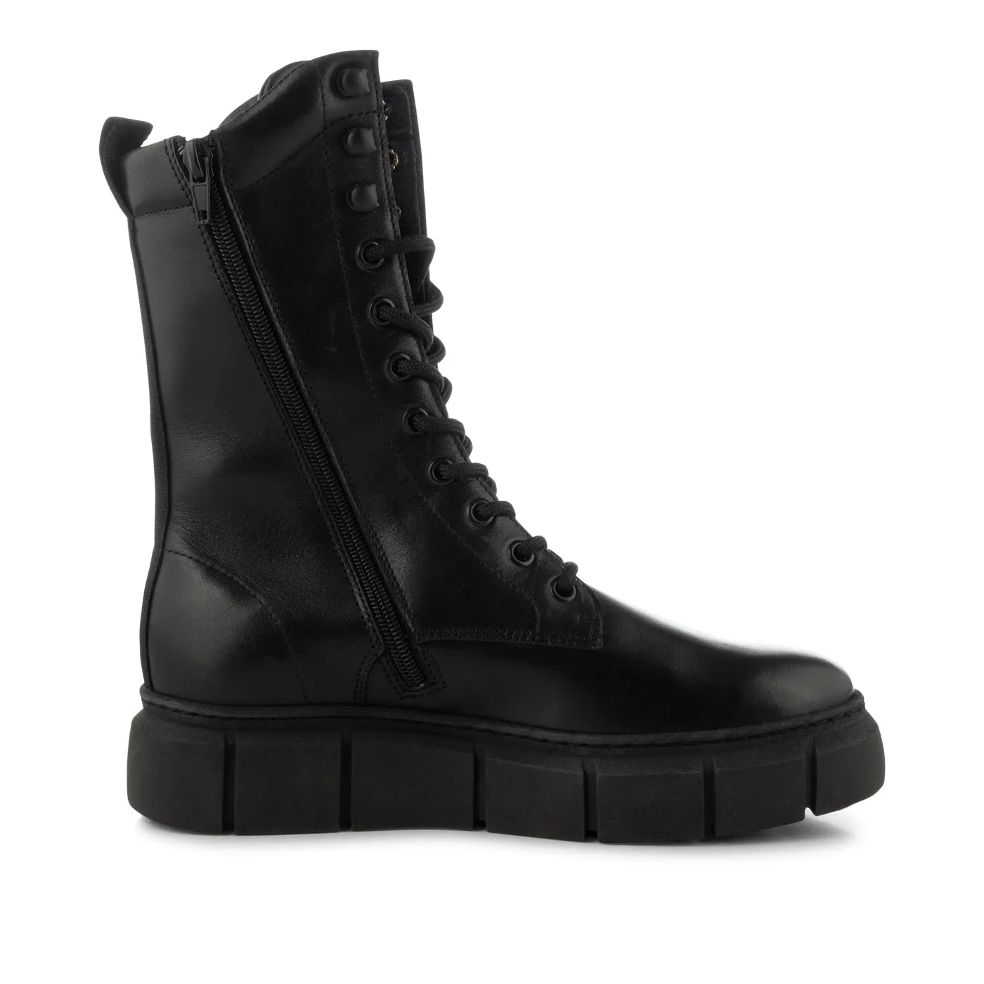 Tove lace up boot leather - BLACK