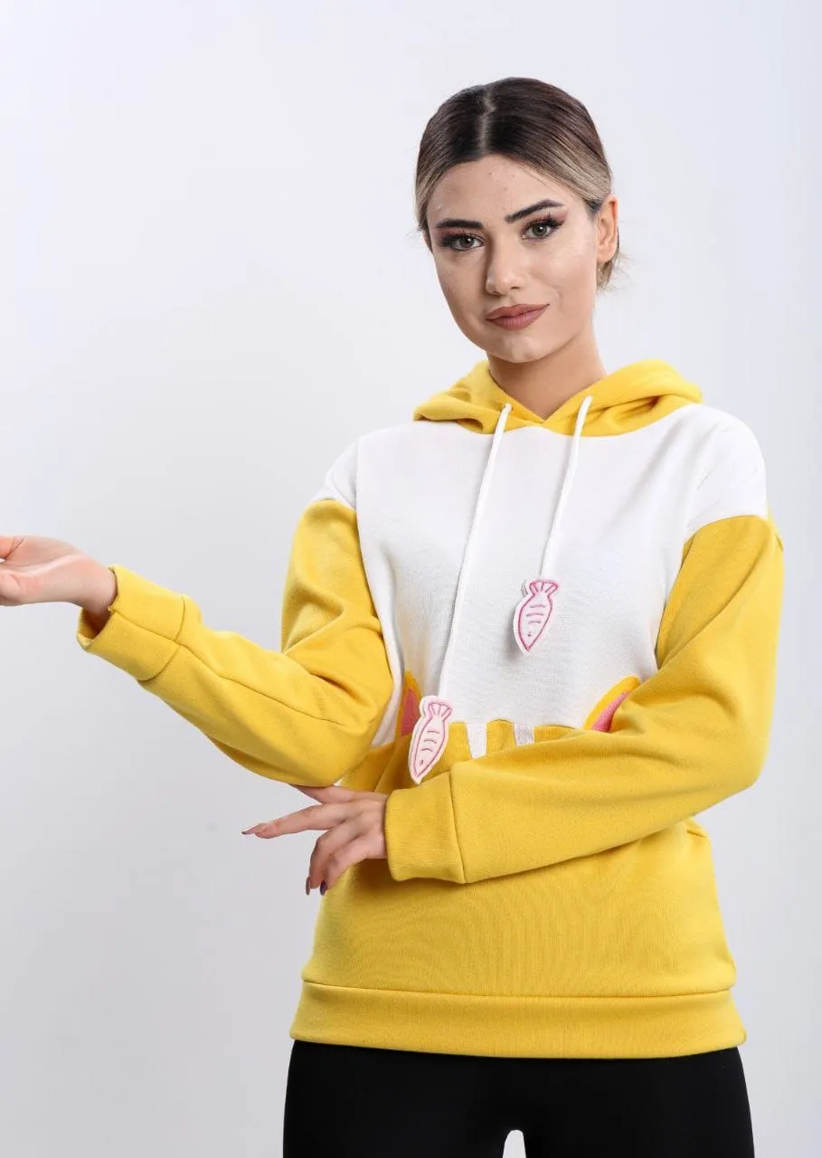 Turkish Cute Cat Hoodie Women Fashion Sweatshirt - Yellow