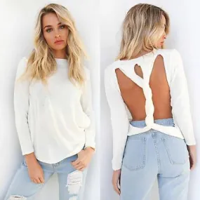 twirl cutout back sweater top