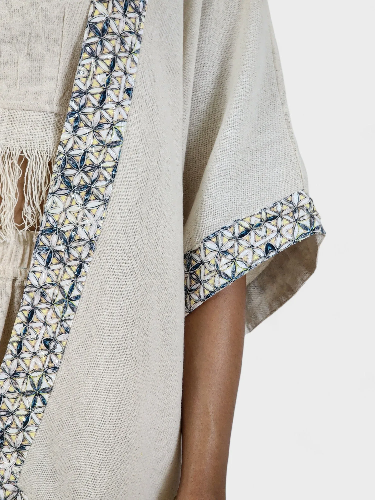 Unisex Flower of Life Organic Cotton Shrug (Cream)