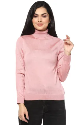 Van Heusen Women's Acrylic Turtle Neck Sweater (VWSWURGBM82979_Pink_M)